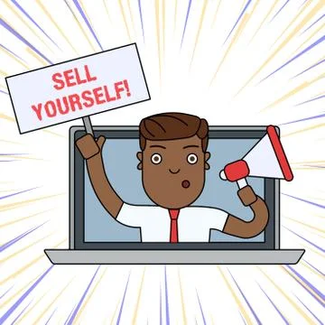 Word writing text Sell Yourself. Business concept for to make yourself seem Illustration
