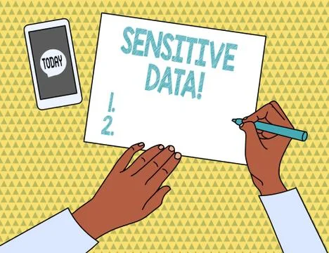 Word writing text Sensitive Data. Business concept for information that is Illustrazione stock