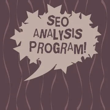 Word writing text Seo Analysis Program. Business concept for A tool to use to Stock-Illustration