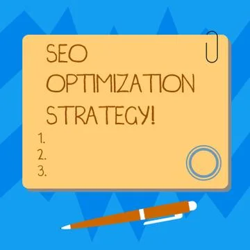 Word writing text Seo Optimization Strategy. Business concept for process of Stock Illustration