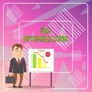 Word writing text Seo Optimization. Business concept for process of affecting Illustrazione stock
