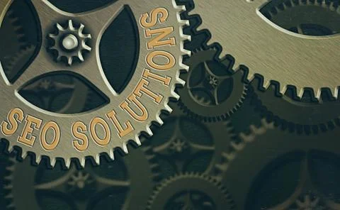 Word writing text Seo Solutions. Business concept for Search Engine Result Page Illustrazione stock