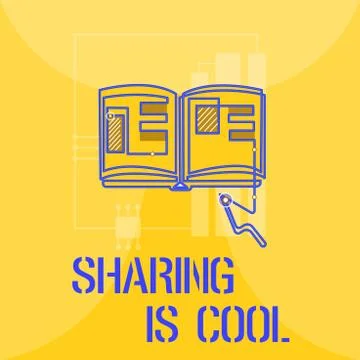 Word writing text Sharing Is Cool. Business concept for giving and getting 스톡 일러스트