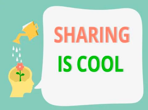 Word writing text Sharing Is Cool. Business concept for giving and getting 스톡 일러스트