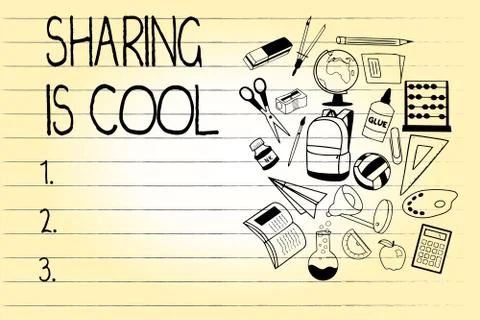 Word writing text Sharing Is Cool. Business concept for giving and getting 스톡 일러스트