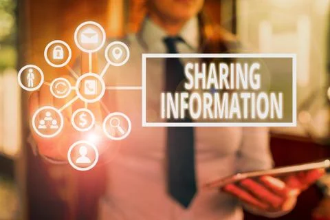 Word writing text Sharing Information. Business concept for exchange of data Stock Photos