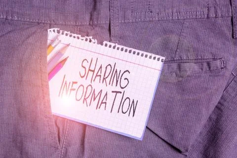 Word writing text Sharing Information. Business concept for exchange of data Foto stock