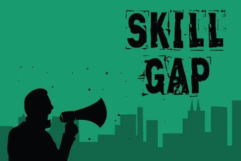 Word writing text Skill Gap. Business concept for Refering to a person's Stock Illustration
