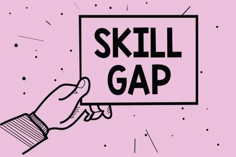 Word writing text Skill Gap. Business concept for Refering to a person's Stock Illustration