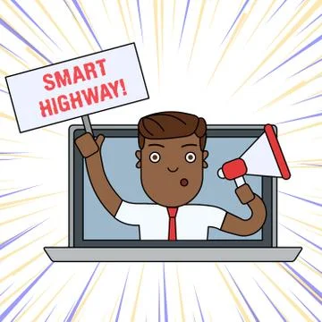 Word writing text Smart Highway. Business concept for Highways that converge the Illustration