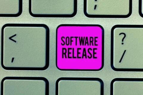Word writing text Software Release. Business concept for sum of stages of 스톡 사진