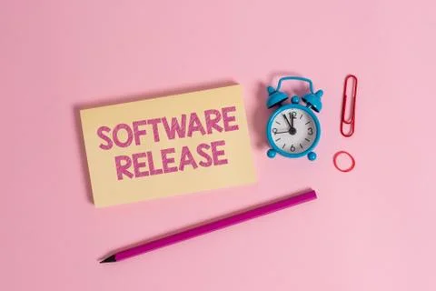 Word writing text Software Release. Business concept for sum of stages of 스톡 사진
