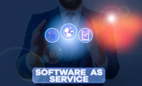 Word writing text Software As Service. Business concept for On Deanalysisd Foto stock