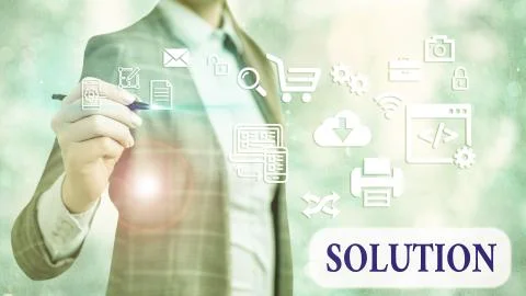 Word writing text Solution. Business concept for a means of solving a problem or Foto stock