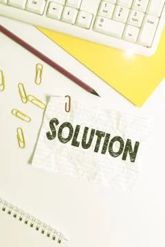 Word writing text Solution. Business concept for a means of solving a problem or Foto stock