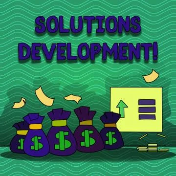Word writing text Solutions Development. Business concept for determining the Illustrazione stock