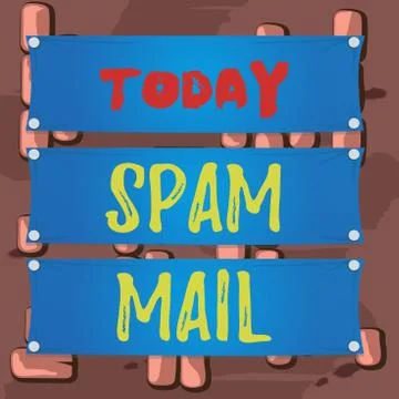 Word writing text Spam Mail. Business concept for Intrusive advertising Illustrazione stock