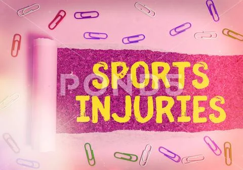 Word writing text Sports Injuries. Business concept for injuries that occur when Stock Photos