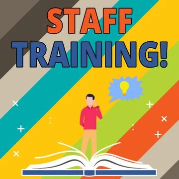 Word writing text Staff Training. Business concept for program helps employees Illustrazione stock
