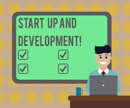 Word writing text Start Up And Development. Business concept for New business Illustrazione stock