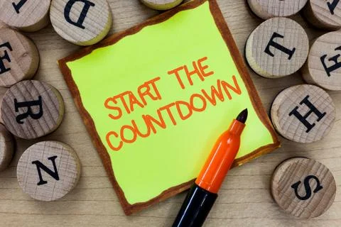 Word writing text Start The Countdown. Business concept for Sequence of Backward Foto stock