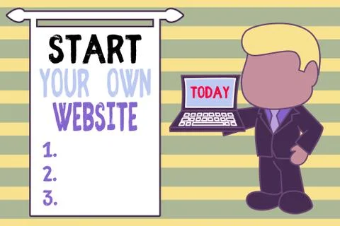Word writing text Start Your Own Website. Business concept for serve as 스톡 일러스트