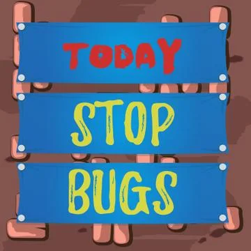 Word writing text Stop Bugs. Business concept for Get rid an insect or similar Illustrazione stock