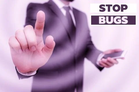 Word writing text Stop Bugs. Business concept for Get rid an insect or similar Stock Photos