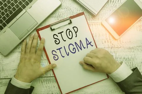 Word writing text Stop Stigma. Business concept for end the feeling of Stock Photos