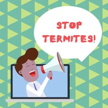Word writing text Stop Termites. Business concept for prevent a small tropical Stock Illustration