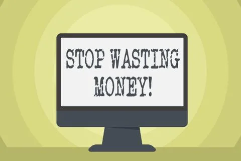 Word writing text Stop Wasting Money. Business concept for advicing Illustrazione stock