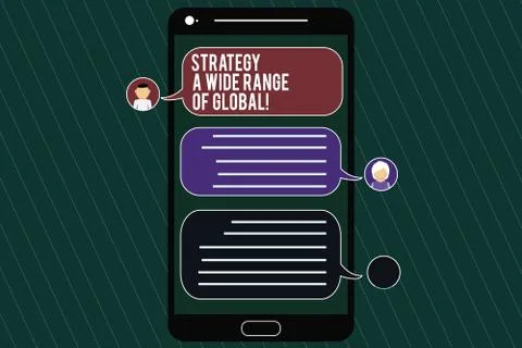 Word writing text Strategy A Wide Range Of Global. Business concept for Stock Illustration