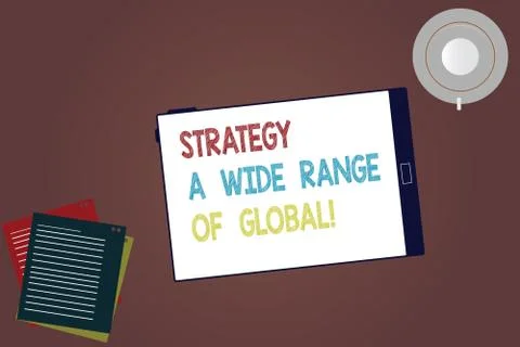 Word writing text Strategy A Wide Range Of Global. Business concept for Stock Illustration