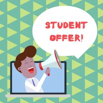 Word writing text Student Offer. Business concept for a reduction in the usual Stock Illustration