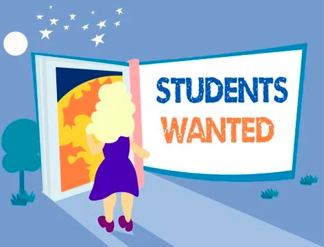 Word writing text Students Wanted. Business concept for list of things wishes or Stock Illustration