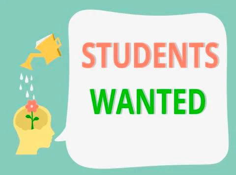 Word writing text Students Wanted. Business concept for list of things wishes or Illustrazione stock