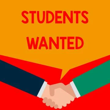 Word writing text Students Wanted. Business concept for list of things wishes or Stock Illustration