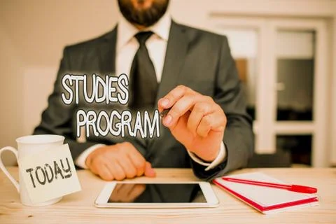 Word writing text Studies Program. Business concept for Platform help move you 스톡 사진