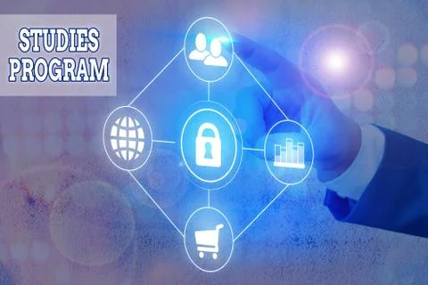 Word writing text Studies Program. Business concept for Platform help move you Stockfoto's