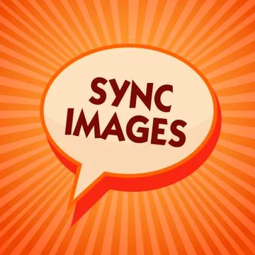 Word writing text Sync Images. Business concept for Making photos identical in Illustrazione stock