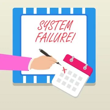 Word writing text System Failure. Business concept for Occur because of a Illustrazione stock