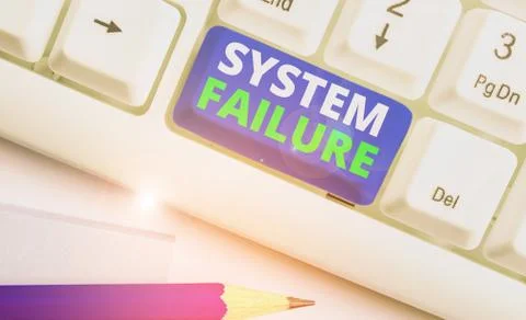 Word writing text System Failure. Business concept for Occur because of a 库存照片