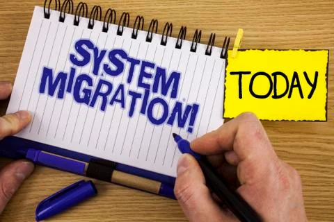 Word writing text System Migration Motivational Call. Business concept for Mo Stock Photos
