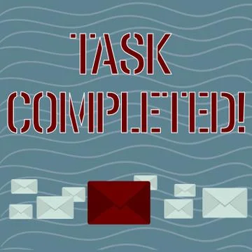 Word writing text Task Completed. Business concept for Finished action or Stock Illustration