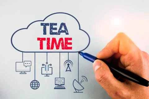 Word writing text Tea Time. Business concept for the time in the afternoon when Stock-Fotos