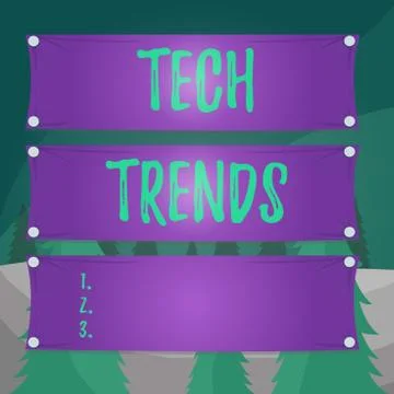 Word writing text Tech Trends. Business concept for technology that is recently Stock Illustration