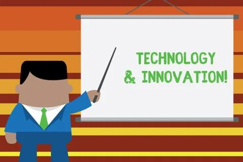 Word writing text Technology And Innovation. Business concept for Application of Illustrazione stock