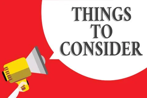 Word writing text Things To Consider. Business concept for list to check or d Stock Illustration