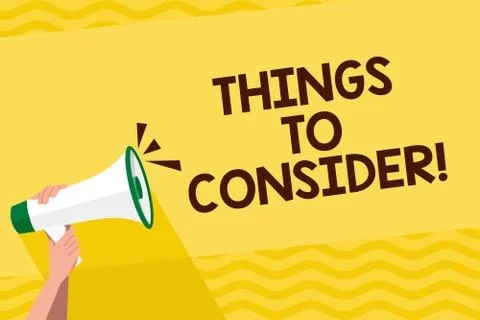 Word writing text Things To Consider. Business concept for think about someth Stock Illustration