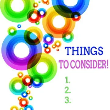 Word writing text Things To Consider. Business concept for think about something Stock Illustration